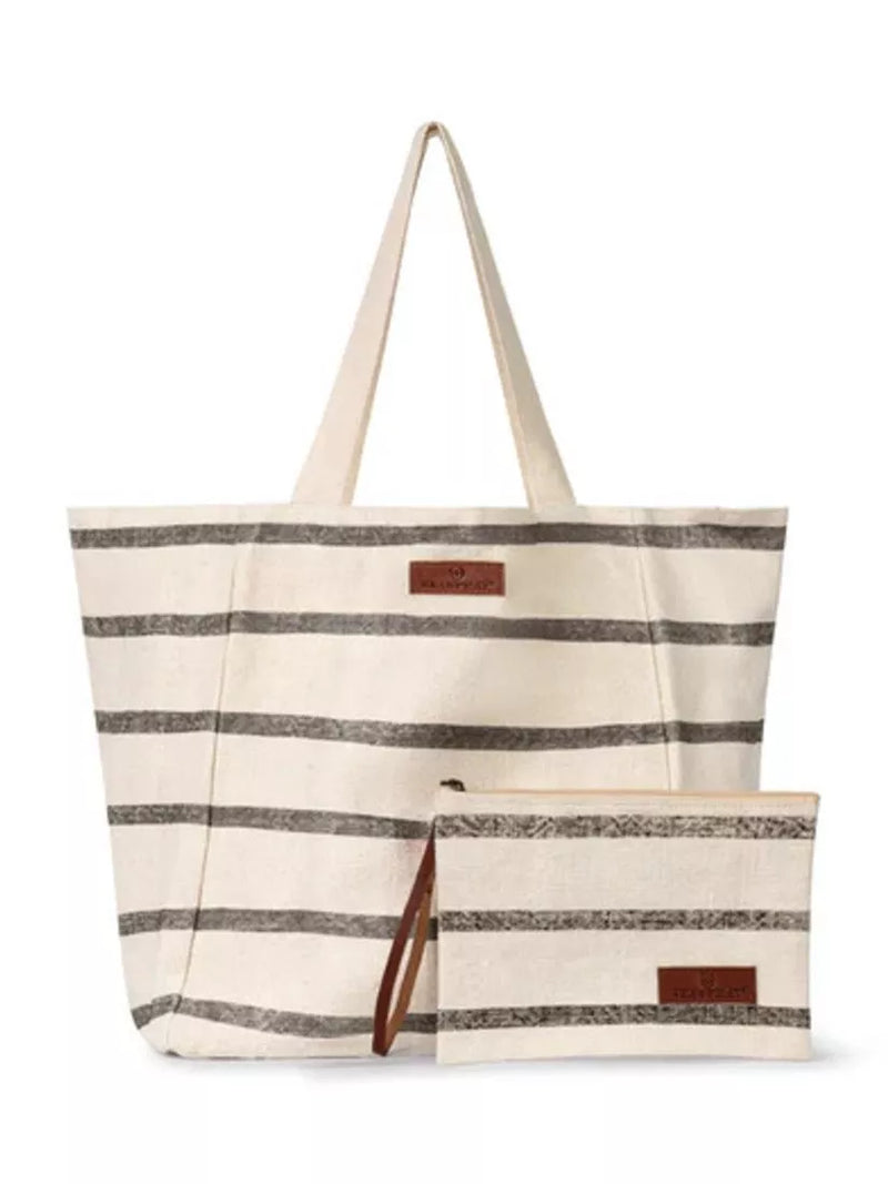 Seaspray Jumbie Stripe beach bag and purse set black - British product