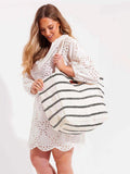Seaspray Jumbie Stripe beach bag and purse set black - British product