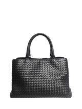 John Lewis Pre-loved Bottega Veneta Intrecciato Leather Top Handle Bag, Black- Buy online at McGrocer