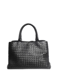 Bottega Veneta black intrecciato leather top handle bag - British product
