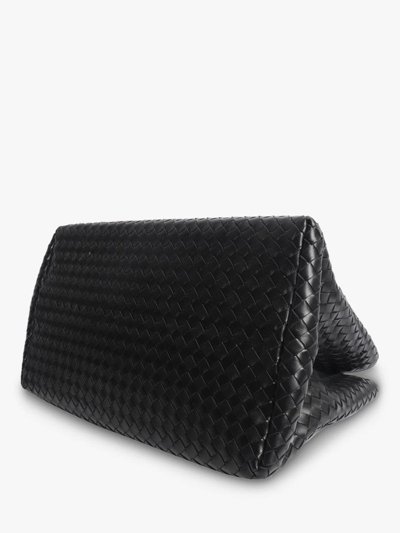 Bottega Veneta black intrecciato leather top handle bag - British product