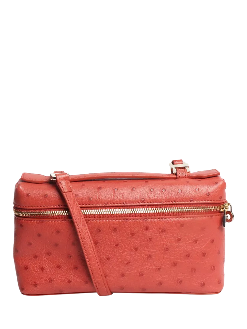 Pre-loved Loro Piana pink ostrich leather crossbody bag (British brand)