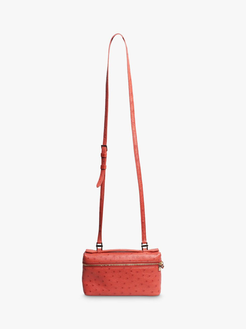 Pre-loved Loro Piana pink ostrich leather crossbody bag (British brand)