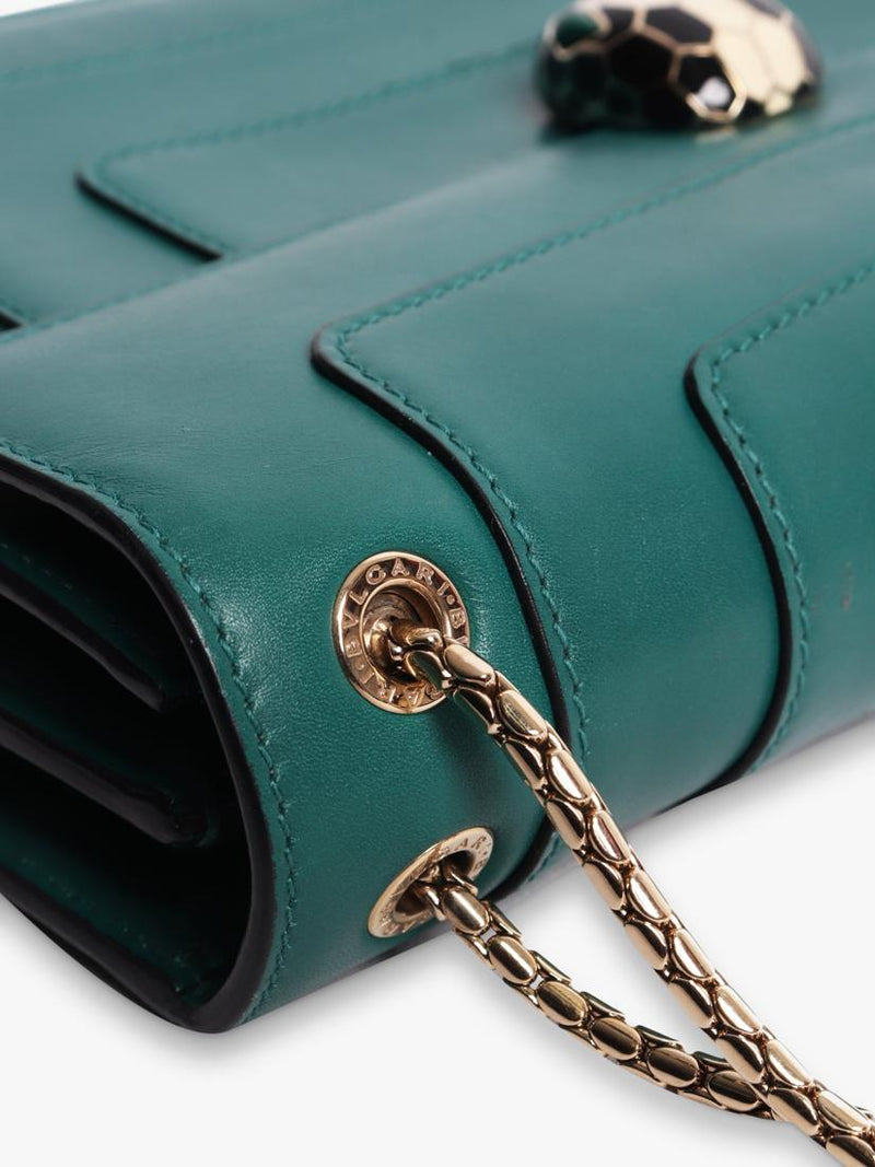 Bvlgari Serpenti Forever green leather shoulder bag, imported from the UK