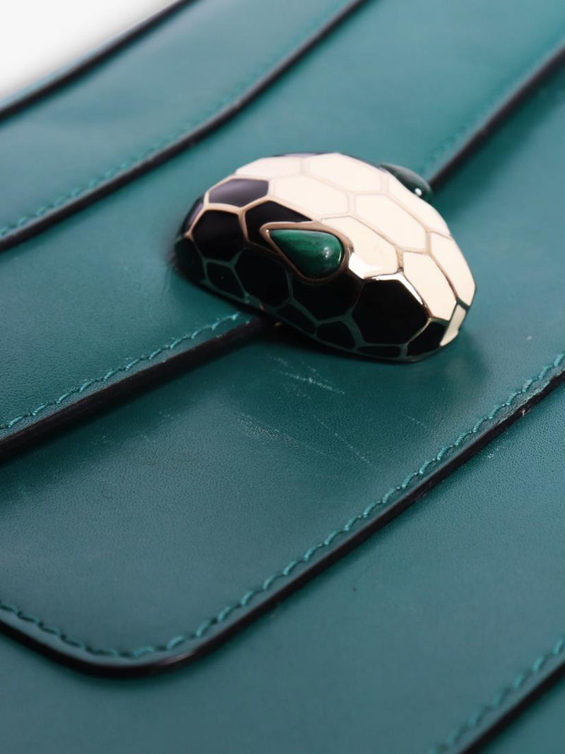 Bvlgari Serpenti Forever green leather shoulder bag, imported from the UK