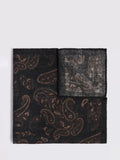Moss pocket square dark green paisley - British product