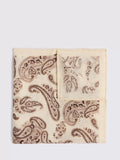 Moss wool paisley pocket square neutral dark brown, UK version