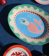 Harrods Hand-Painted Abstract Mermaid Ceramic Platter Plate 37cm- Buy online at McGrocer