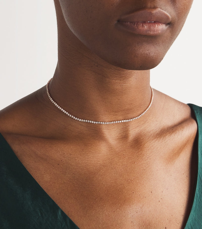 SHAY rose gold diamond tennis choker necklace (British brand)