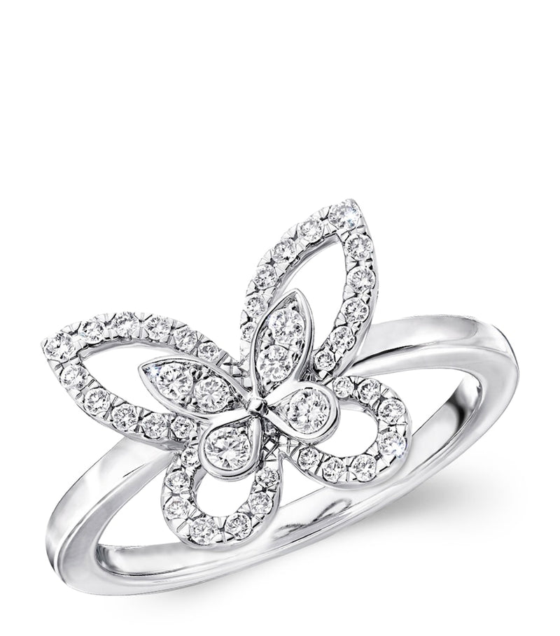 Graff white gold diamond butterfly mini ring, imported from the UK
