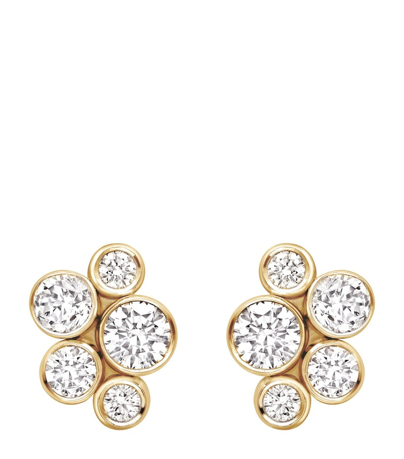 Boodles Raindance diamond stud earrings yellow gold 9mm (British brand)