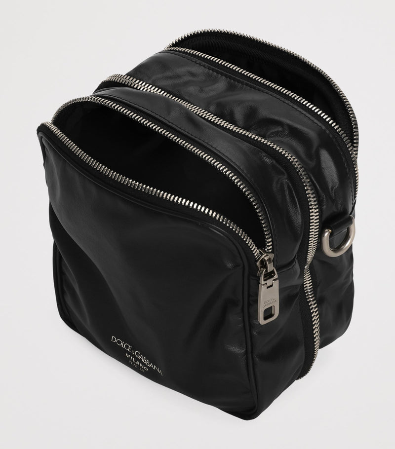 Dolce&Gabbana patent leather cross-body bag with silver-tone hardware - British product