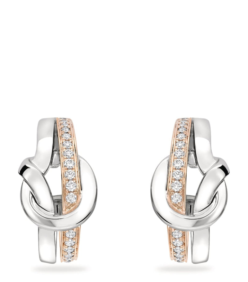 Boodles Knot diamond earrings in rose and white gold (British brand)