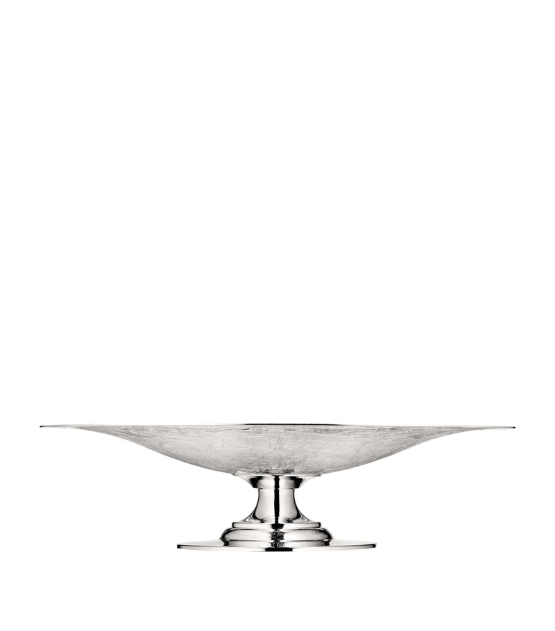 Christofle silver-plated fruit bowl with vine engravings and pedestal base - British product