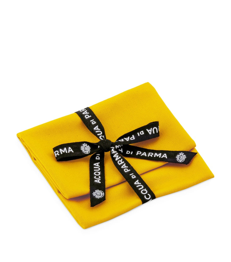 Acqua di Parma leather candle base with yellow stitching, imported from the UK