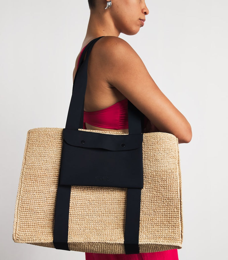 Eres Raffia Voyageur Tote Bag with structured weave, UK version
