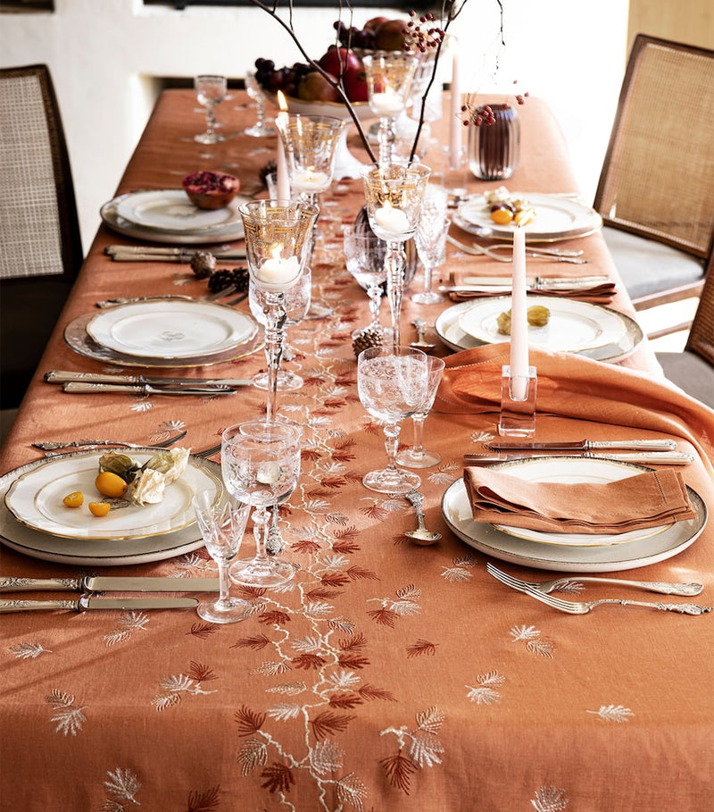 Alexandre Turpault linen embroidered tablecloth with vine and leaf pattern 170cm x 320cm - British product