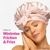Brushworks double layer satin hair bonnet ballet pink, UK version