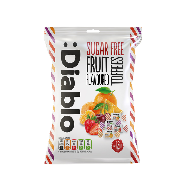 Diablo sugar free fruit toffees 75g bag, British product