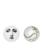 Fornasetti porcelain round box with snake design, 4cm height and 10.5cm diameter - British product