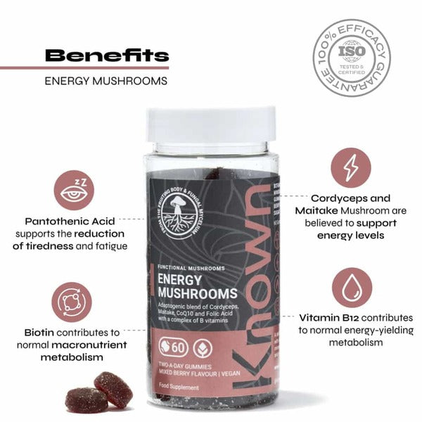 Known Nutrition energy mushroom gummies mixed berry 60 gummies - British product