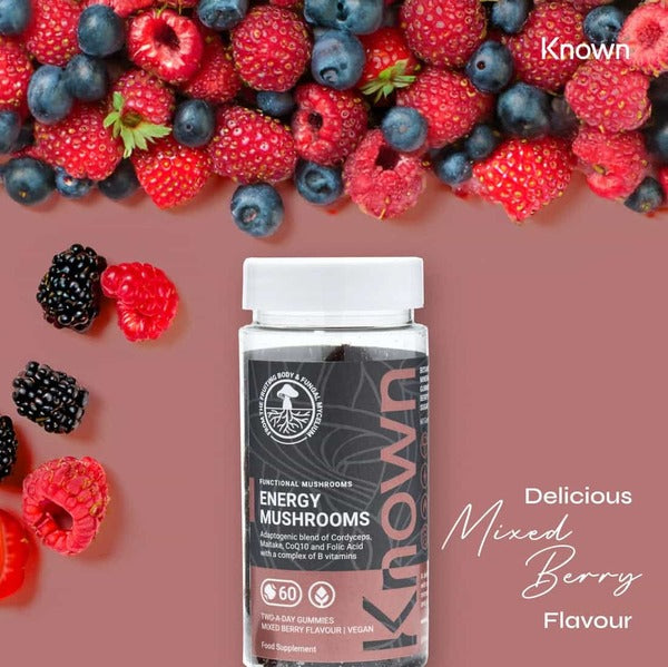 Known Nutrition energy mushroom gummies mixed berry 60 gummies - British product