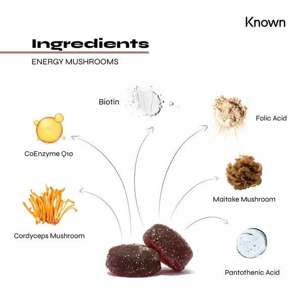 Known Nutrition energy mushroom gummies mixed berry 60 gummies - British product