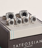 Tateossian Onyx Graffiato cufflinks and studs set (British brand)