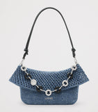 LOEWE medium crochet Ola shoulder bag in raffia and linen, imported from the UK