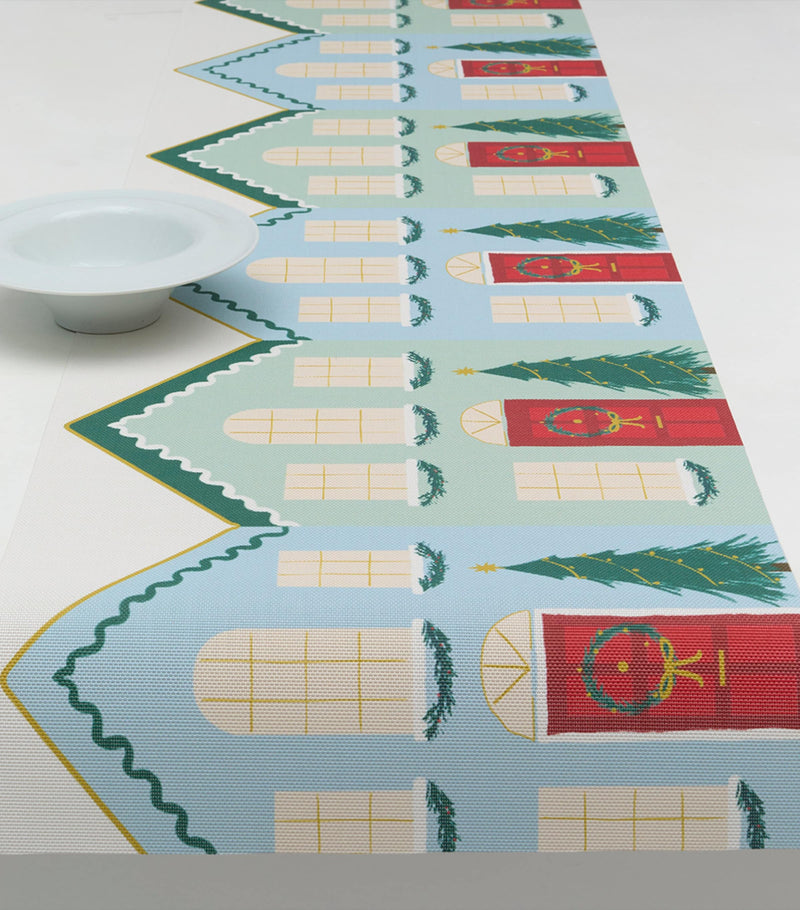 Chilewich x Meri Meri Festive Houses table runner - British product