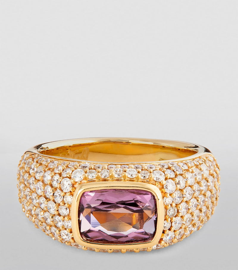 Jacquie Aiche yellow gold diamond kunzite ring, imported from the UK