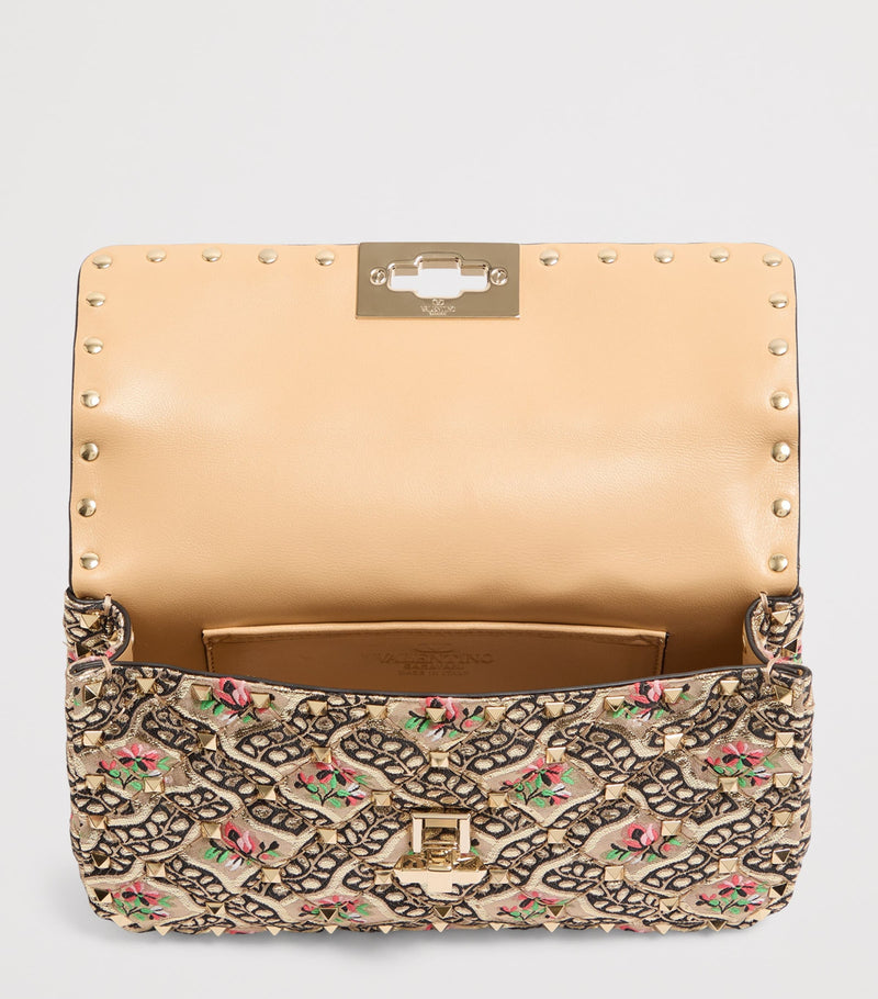 Valentino Garavani Small Jacquard Rockstud Spike shoulder bag (British brand)