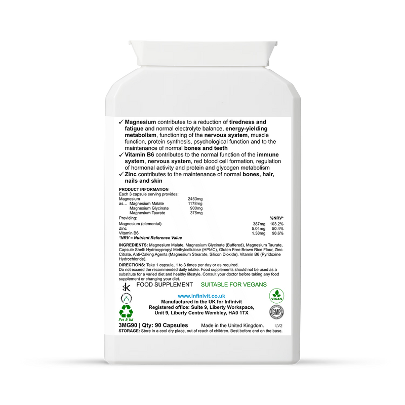 InfiniVit Tri-Magnesium Matrix 90 capsules (British brand)