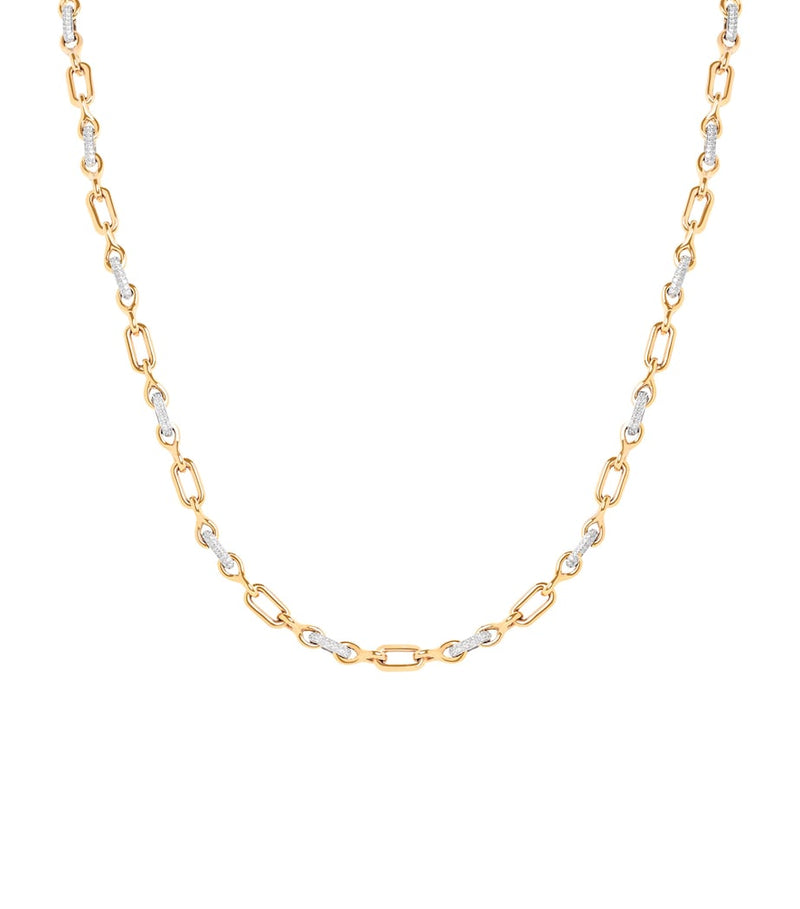 Astrid & Miyu pavé chain link necklace gold rhodium (British brand)