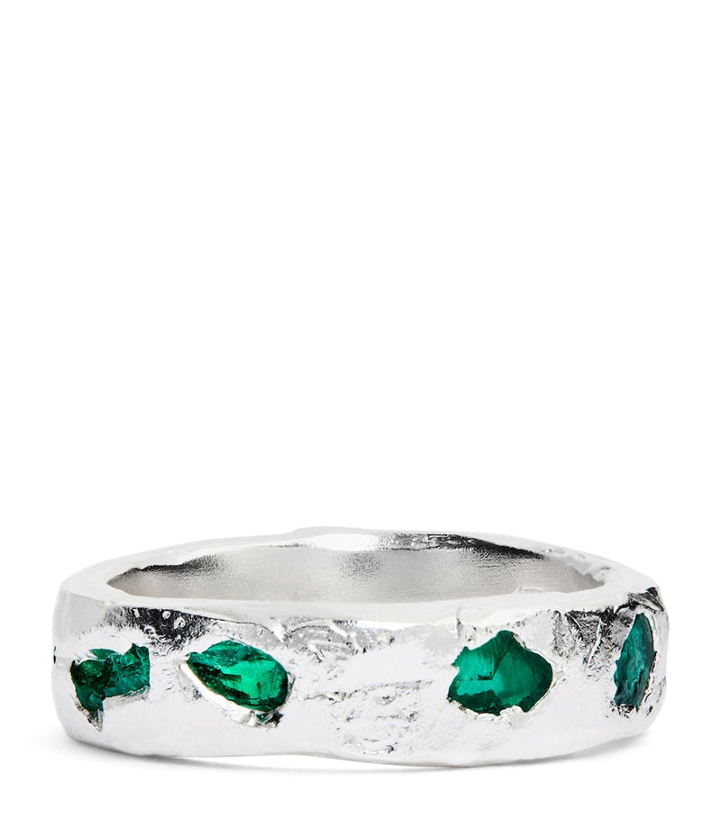 The Ouze sterling silver emerald ring (British brand)
