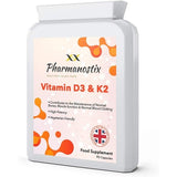 Superdrug Pharmanostix Vitamin D3 3000 IU & K2 100ug MK7 Dietary Supplement Capsules 90 Capsules- Buy online at McGrocer