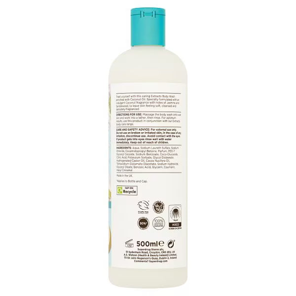 Superdrug Extracts coconut body wash 500ml (British brand)
