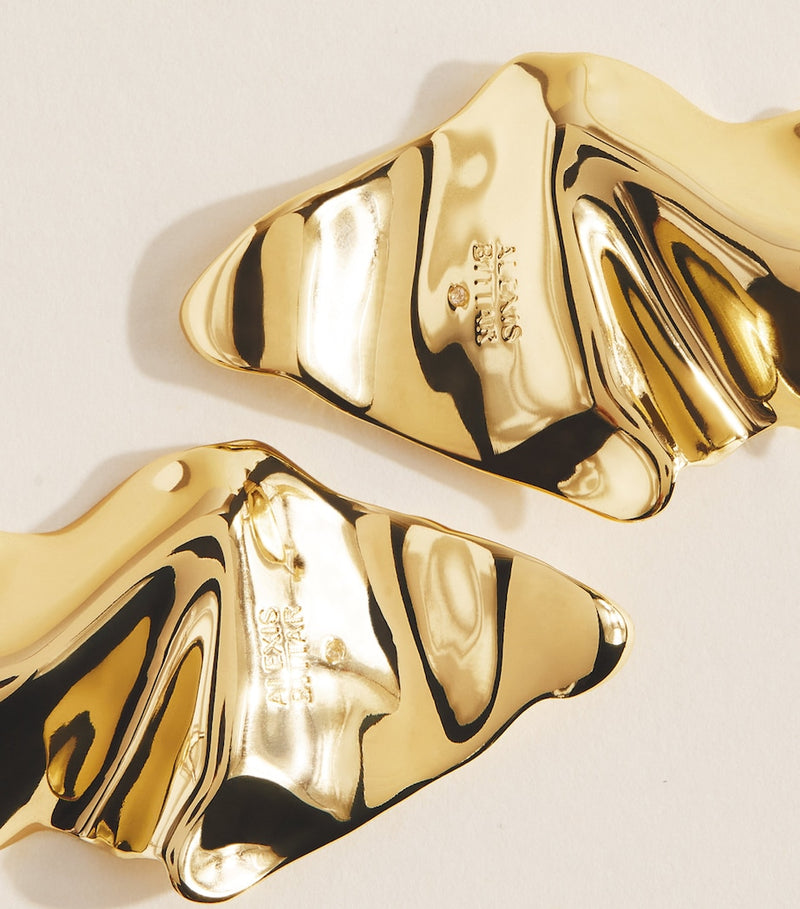 Alexis Bittar gold-plated crumpled earrings, imported from the UK