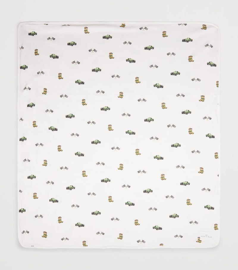 Rosa & Blue bamboo organic cotton bear baby blanket, imported from the UK
