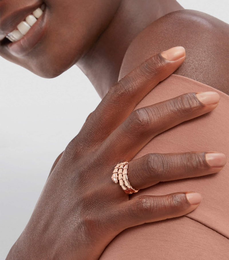 Bvlgari Serpenti Viper ring in rose gold with pavé diamonds (British brand)