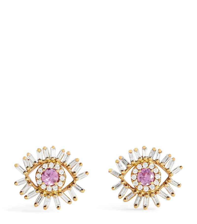 Suzanne Kalan rose gold evil eye stud earrings - British product