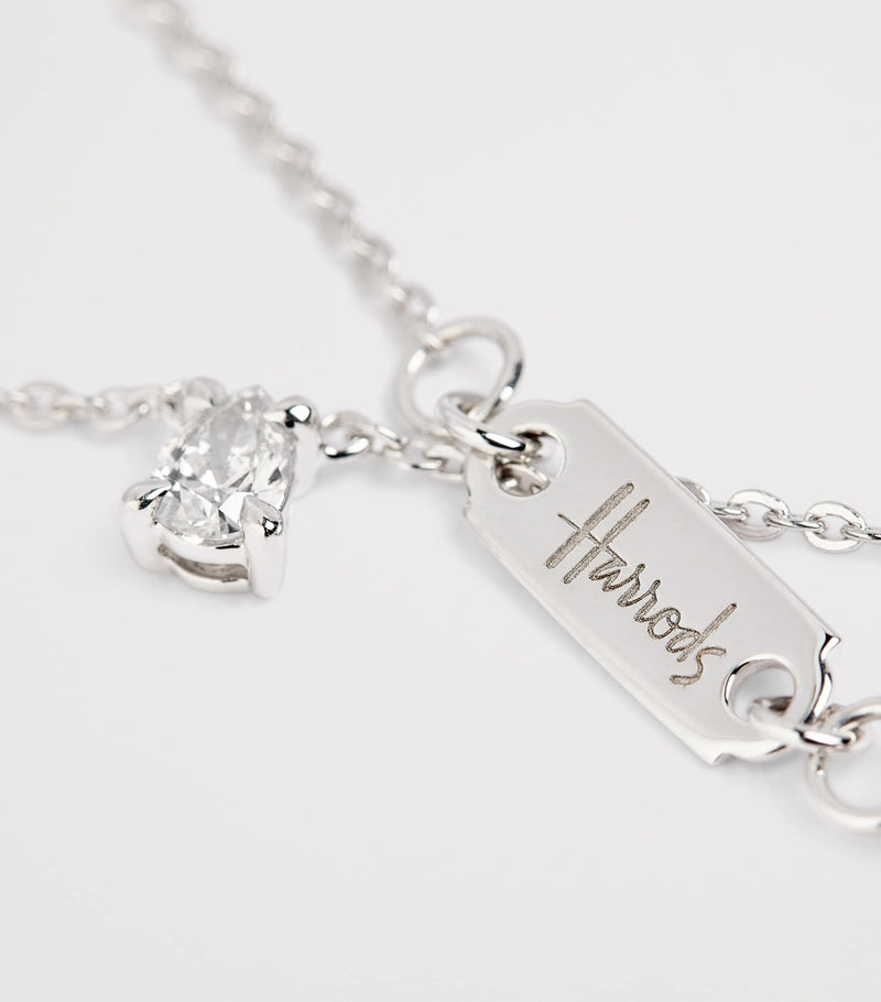 Harrods white gold diamond pendant necklace 0.25ct (British brand)