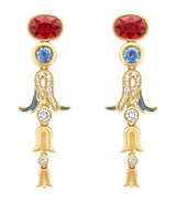 Harrods Boodles Yellow Gold Diamond Ruby Sapphire The Palace Collection Presence Chamber Drop Earrings- Buy online at McGrocer