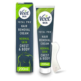 Veet Men Total Pro Hair Removal Cream Chest & Body Normal Skin - 200ml Men's Toiletries Boots