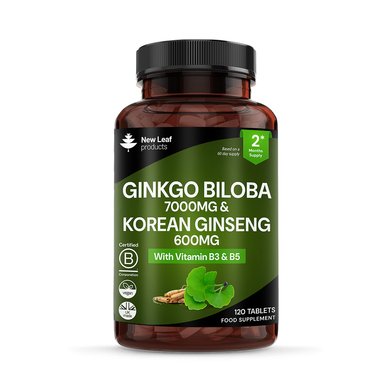 New Leaf Ginkgo Biloba Korean Ginseng tablets 120, UK version