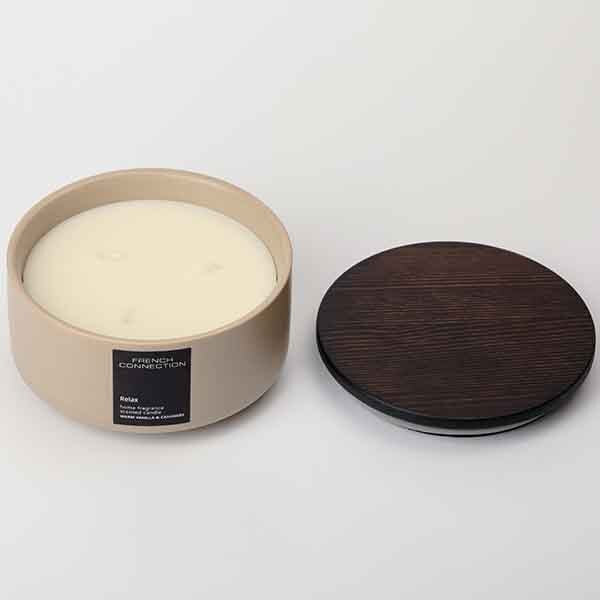 French Connection Stone Collection Warm Vanilla & Cashmere Candle 405g - British product