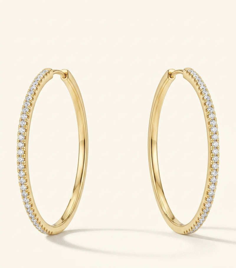 Cartier large rose gold diamond hoop earrings (British brand)