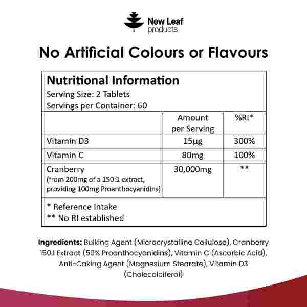 New Leaf Cranberry Tablets 30,000mg 120 tablets (British brand)