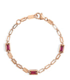 Suzanne Kalan rose gold and ruby large block chain bracelet, imported from the UK