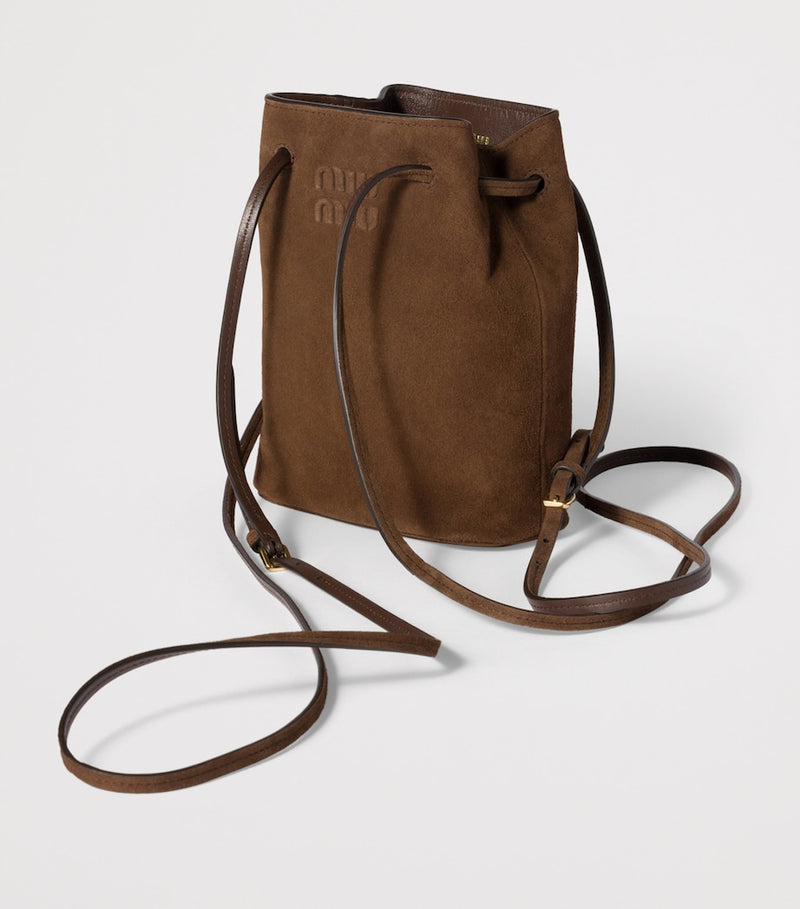 Miu Miu suede logo pouch with adjustable strap, UK version
